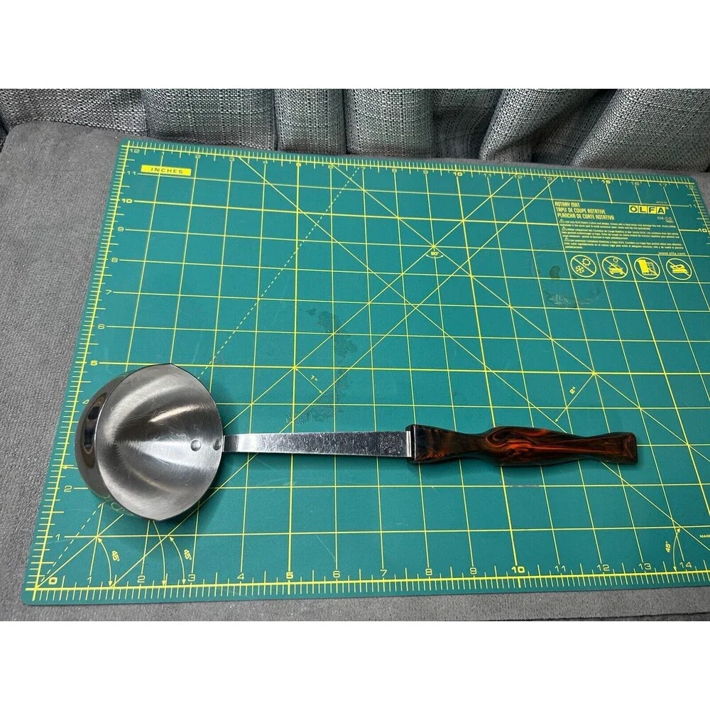 Vintage CUTCO Kitchen Tool Utensil Composite Brown Swirl Handle Ladle
